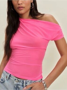 Reformation Pink Off Shoulder Top